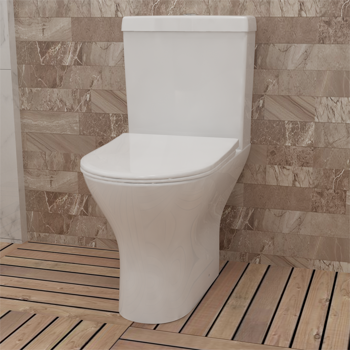 Modern Splash Modern Close Coupled Toilet Short Projection Soft Close Seat Bathroom WC