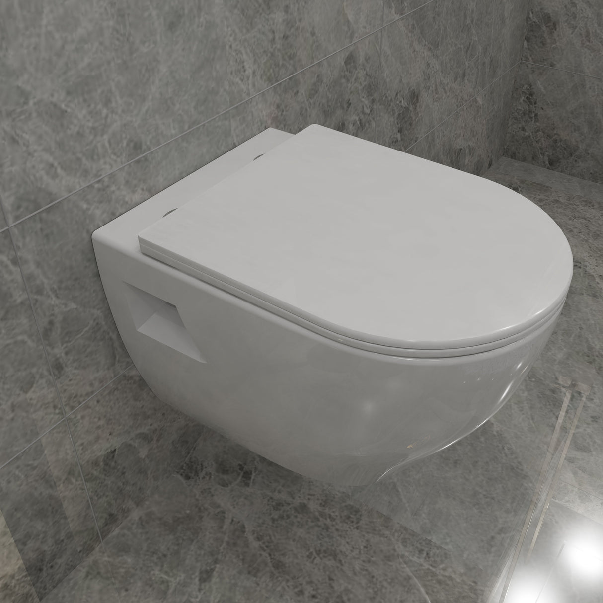 Modern Splash Wall Hung Toilet Round WC Pan With UF Soft Close Seat