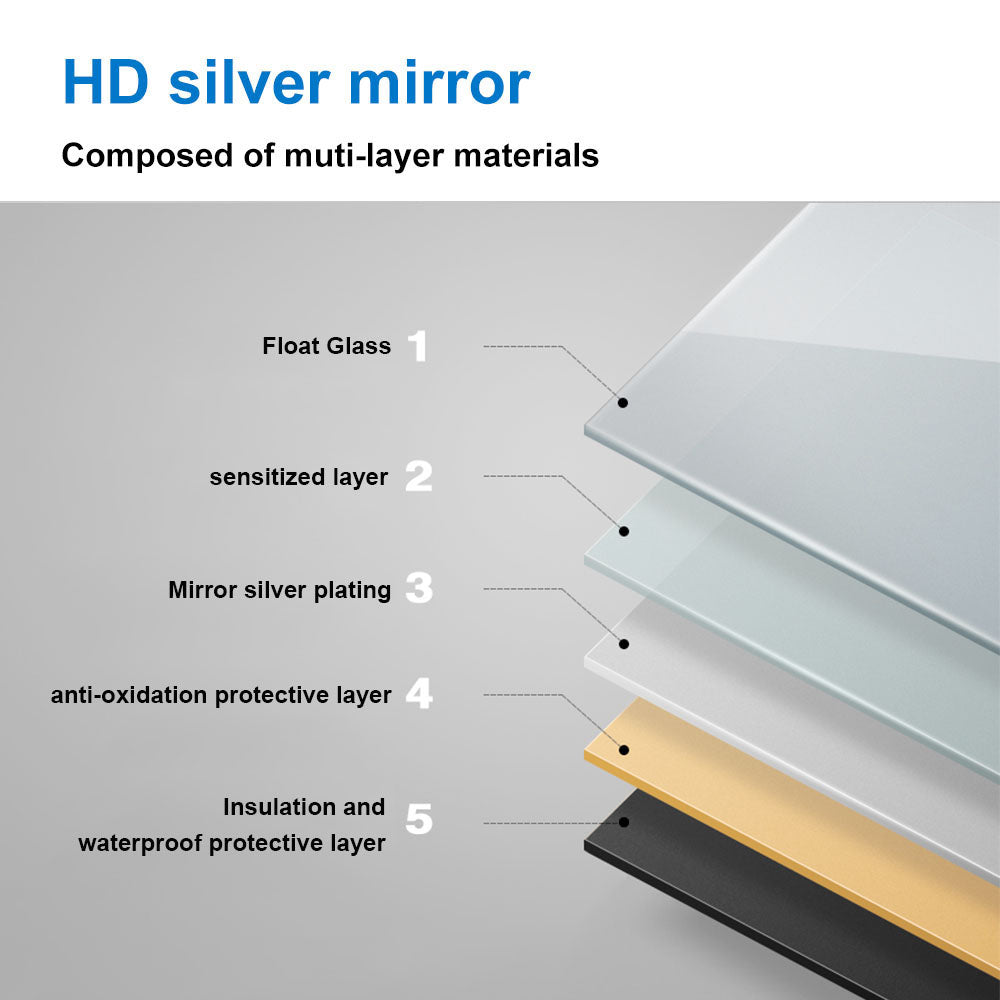 Rectangle Bathroom LED Mirror with Demister Pad Wall Mounted