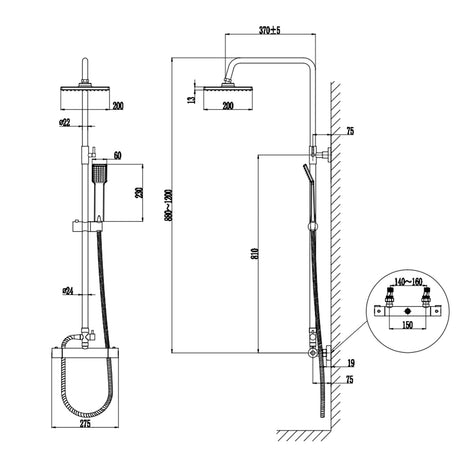 Modern Splash Shower Thermostat 38 Degrees Adjustable Shower