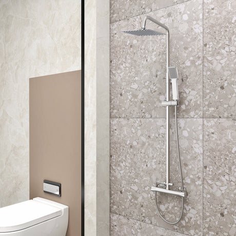 Modern Splash square silver shower set