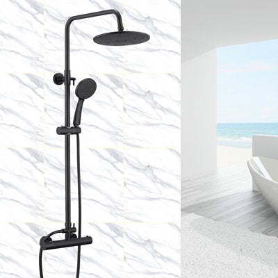 matte black round shower set