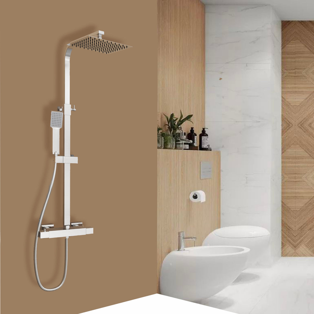 Modern Splash SQUARE CHROME SHOWER SET