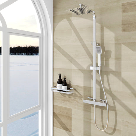 Modern Splash SQUARE SILVER SHOWER SET