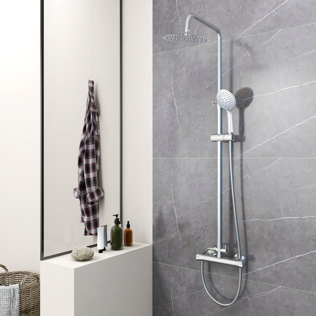 Modern Splash round silver shower set