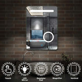 Anti-fog LED bathroom mirror with 3x magnifier