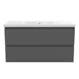 grey wall-hung vanity unit with basin