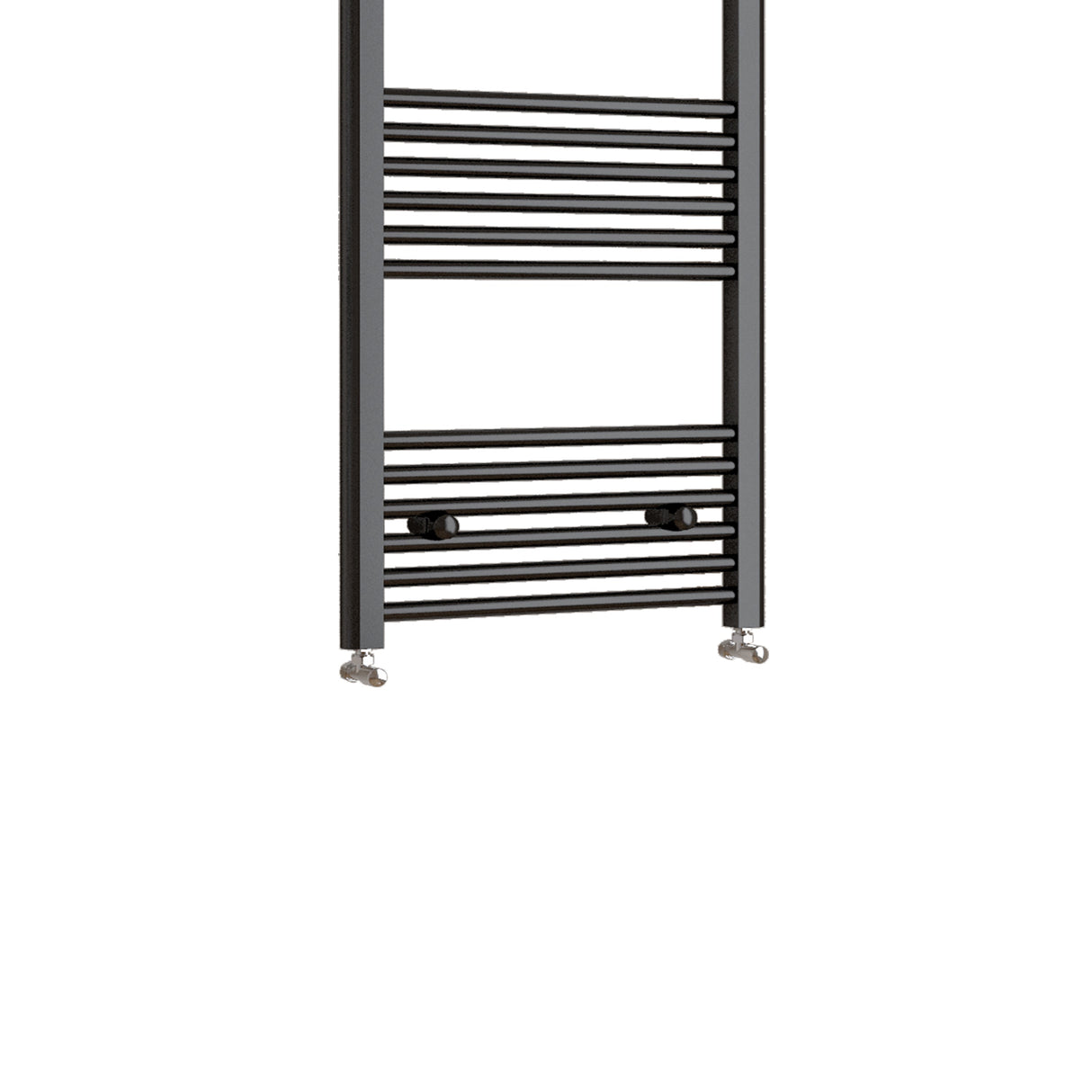 Black Heated Towel Rail Straight Bathroom Ladder Radiator Bottom Detail