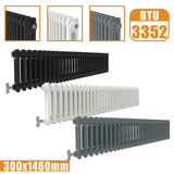 2Column Traditional Cast Iron Style radiator Horizontal 300x1460 White Anthracite Vintage Rads