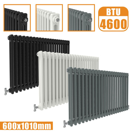 2Column Traditional Cast Iron Style radiator Horizontal 600x1010 White Anthracite Vintage Modern Splash Rads