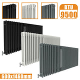 3Column Traditional Cast Iron Style radiator Horizontal 600x1460 White Anthracite Vintage Modern Splash Rads