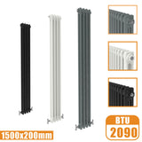 2Column Traditional Cast Iron Style 1500x200 Radiator Vertical Tall Vintage Modern Splash Rads