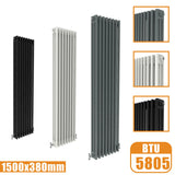 3Column Traditional Cast Iron Style 1500x380 Radiator Vertical Tall Vintage Modern Splash Rads