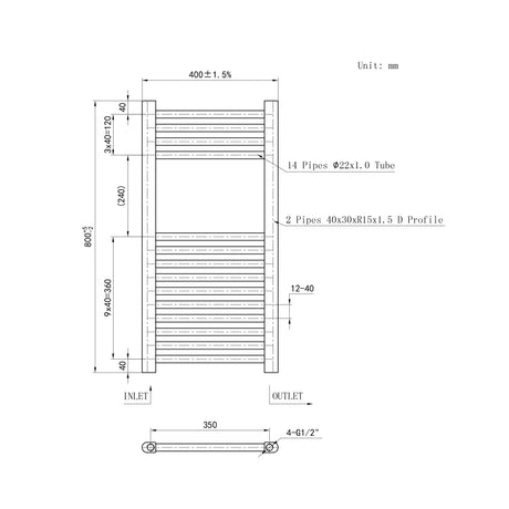 Bathroom Matt Black Central Heating Towel Rail Straight Designer Ladder Radiator Warmer