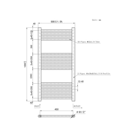 Matt Black Bathroom Central Heating Towel Rail Straight Designer Ladder Radiator Warmer