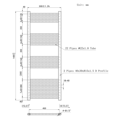 Matt Black Bathroom Central Heating Towel Rail Straight Designer Ladder Radiator Warmer