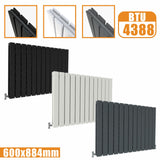 Designer Radiator Horizontal White Grey Flat Panel 600x884MM Rads Double Panel Modern Splash