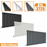 Designer Radiator Horizontal White Grey Flat Panel 600x1156MM Rads Single Panel Modern Splash