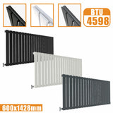 Designer Radiator Horizontal White Grey Flat Panel 600x1428MM Rads Single Panel Modern Splash