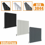 Designer Radiator Horizontal White Grey Flat Panel 600x612MM Rads Double Panel Modern Splash