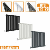 Designer Radiator Horizontal White Grey Flat Panel 600x612MM Rads Single Panel Modern Splash