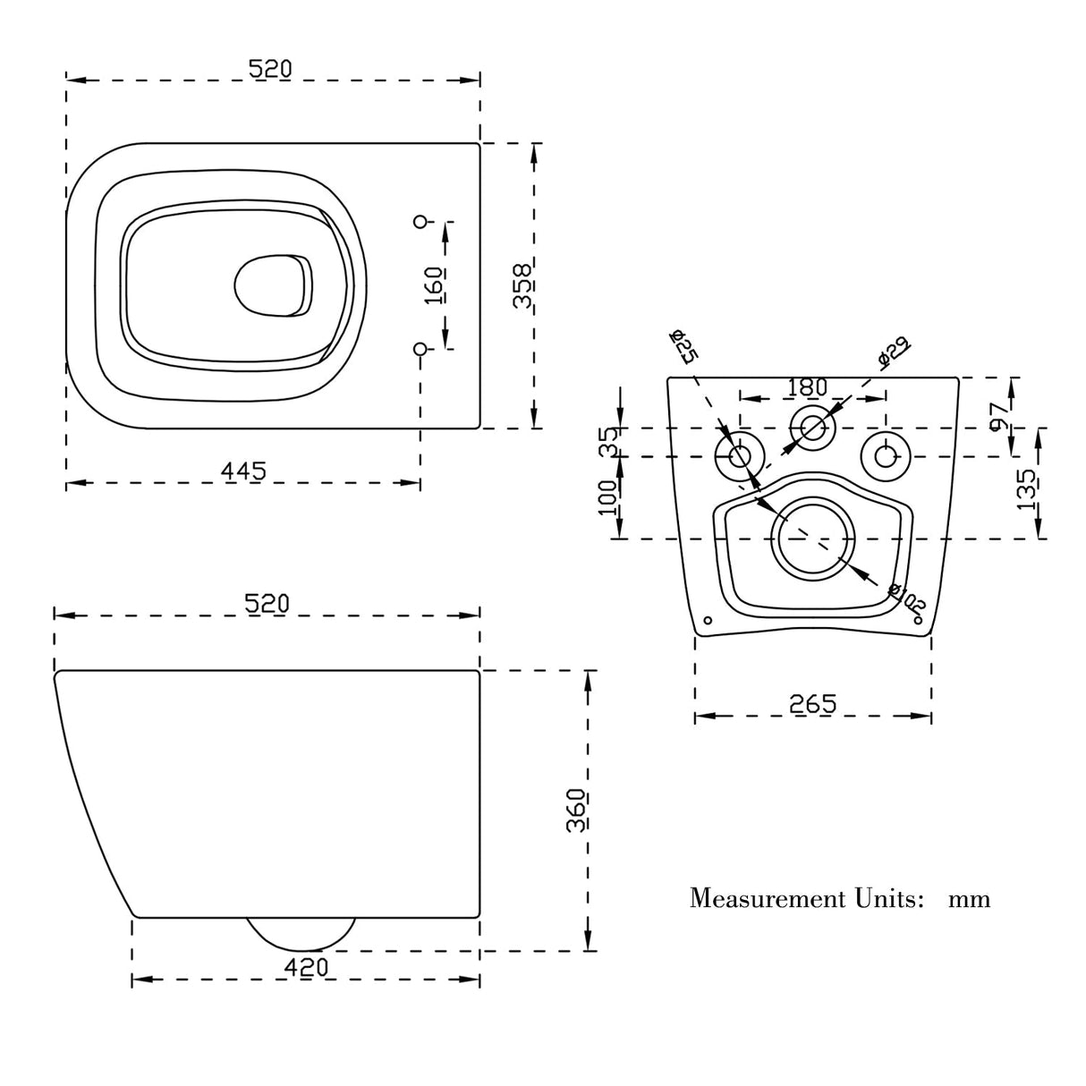 Modern Splash Rimless Wall Hung Toilet UF Soft Close Seat Square WC Pan Modern