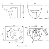 Modern Splashs Wall HungToilet Modern Pan Cloakroom UF Soft Close Seat Round