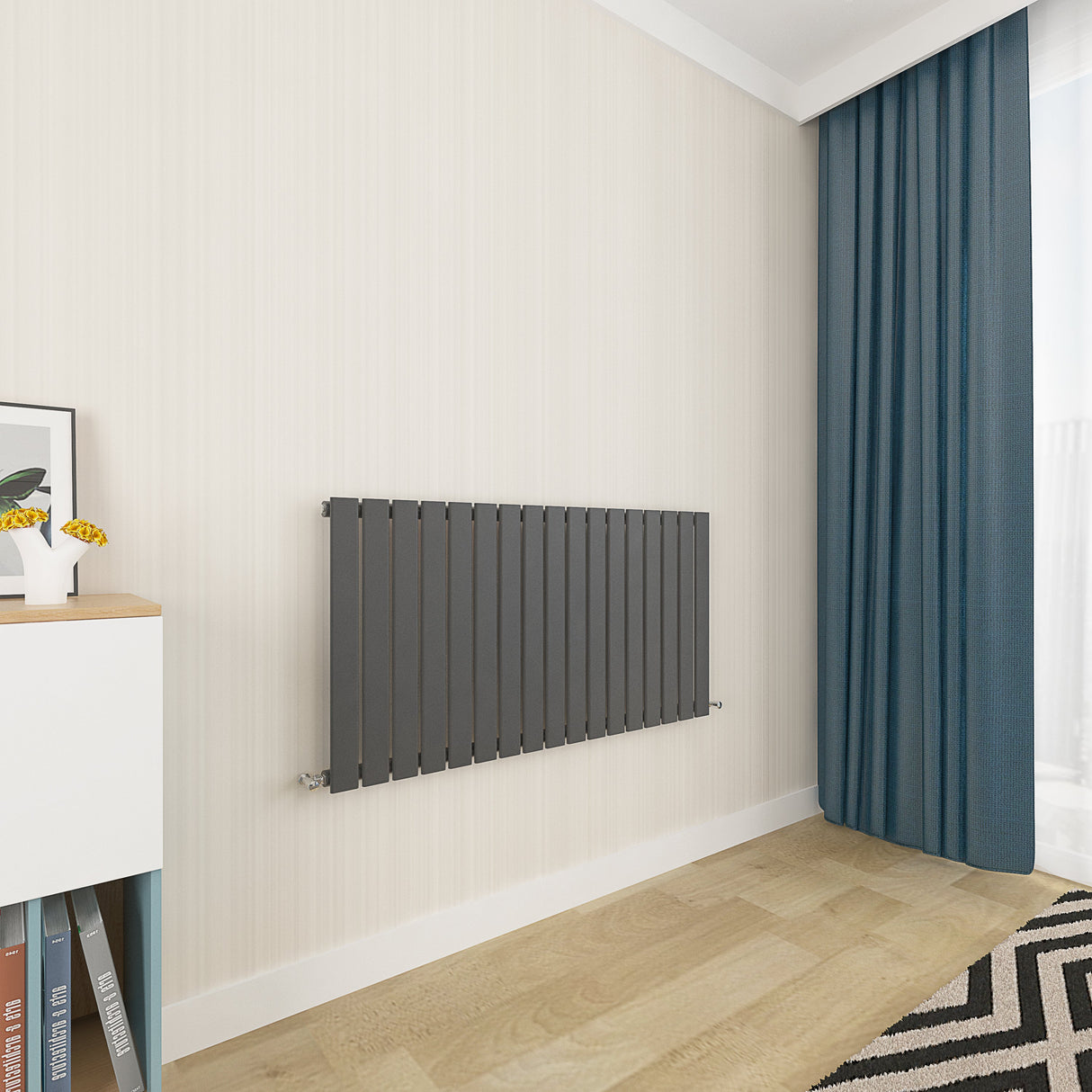 Modern Horizontal 600x1156mm Single Anthracite Flat Panel Radiator