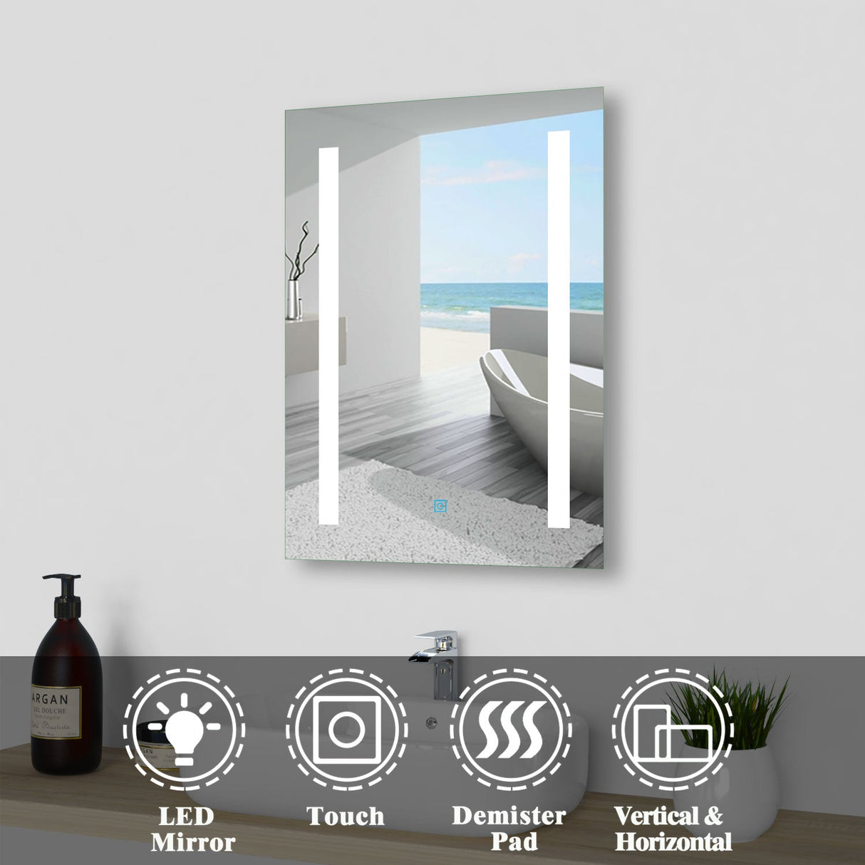 led bathroom mirror with demister pad