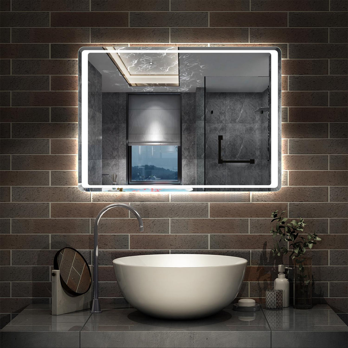 Frameless LED Bathroom Mirror with Motion Sensor Anti Fog