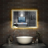 LED Bathroom Mirror with Demister Pad and Bluetooth 3 Colors Dimming Function