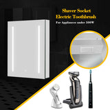 Anti-fog mirror cabinet with shaver socket