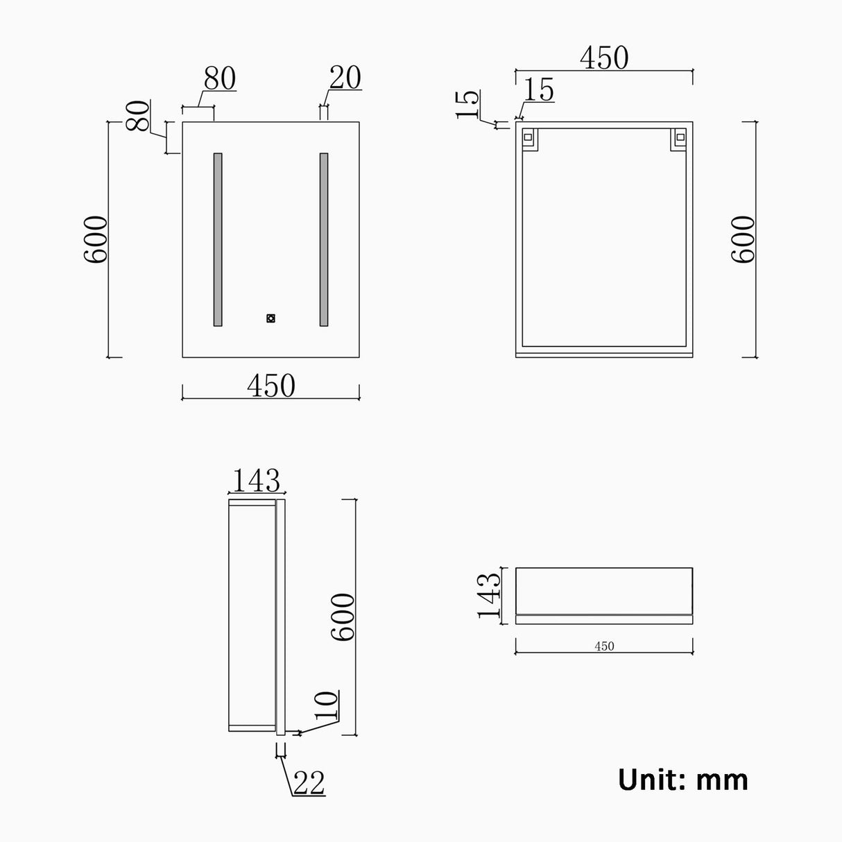 Anti-fog mirror cabinet with shaver socket