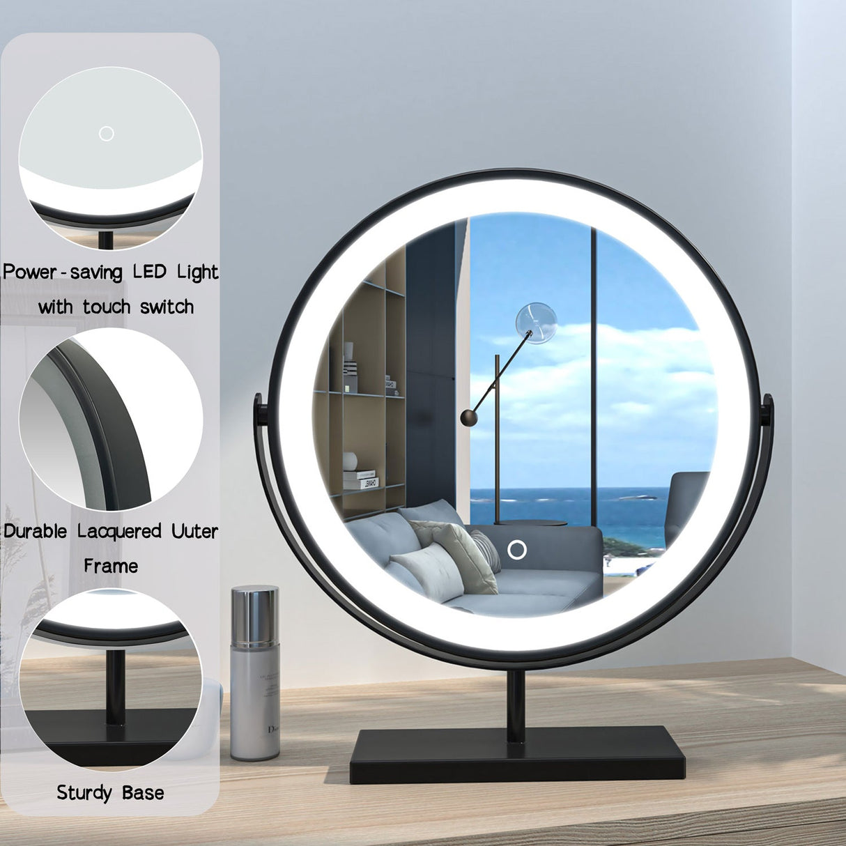 round led makeup mirror