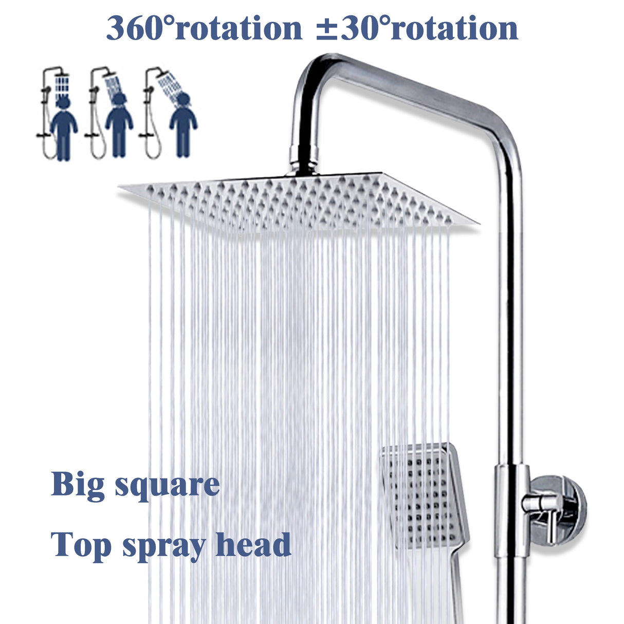 Modern Splash square silver shower set