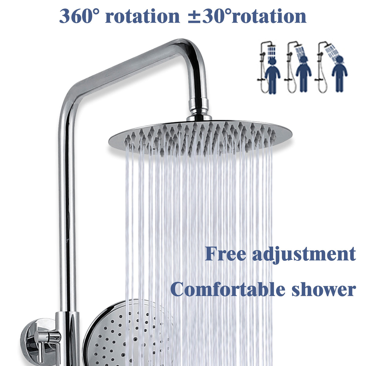 Modern Splash round silver shower set