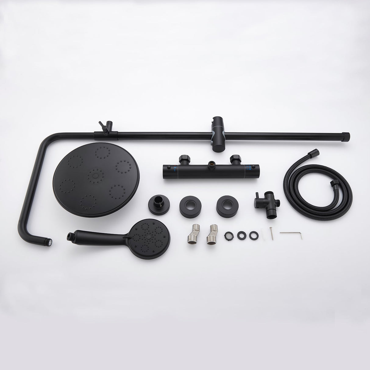 matte black round shower set