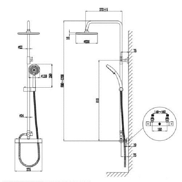 Modern Splash silver round shower set