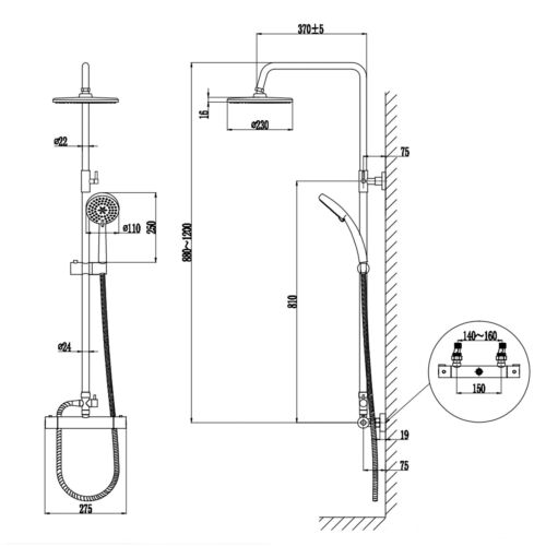 Modern Splash ROUND SILVER SHOWER SET