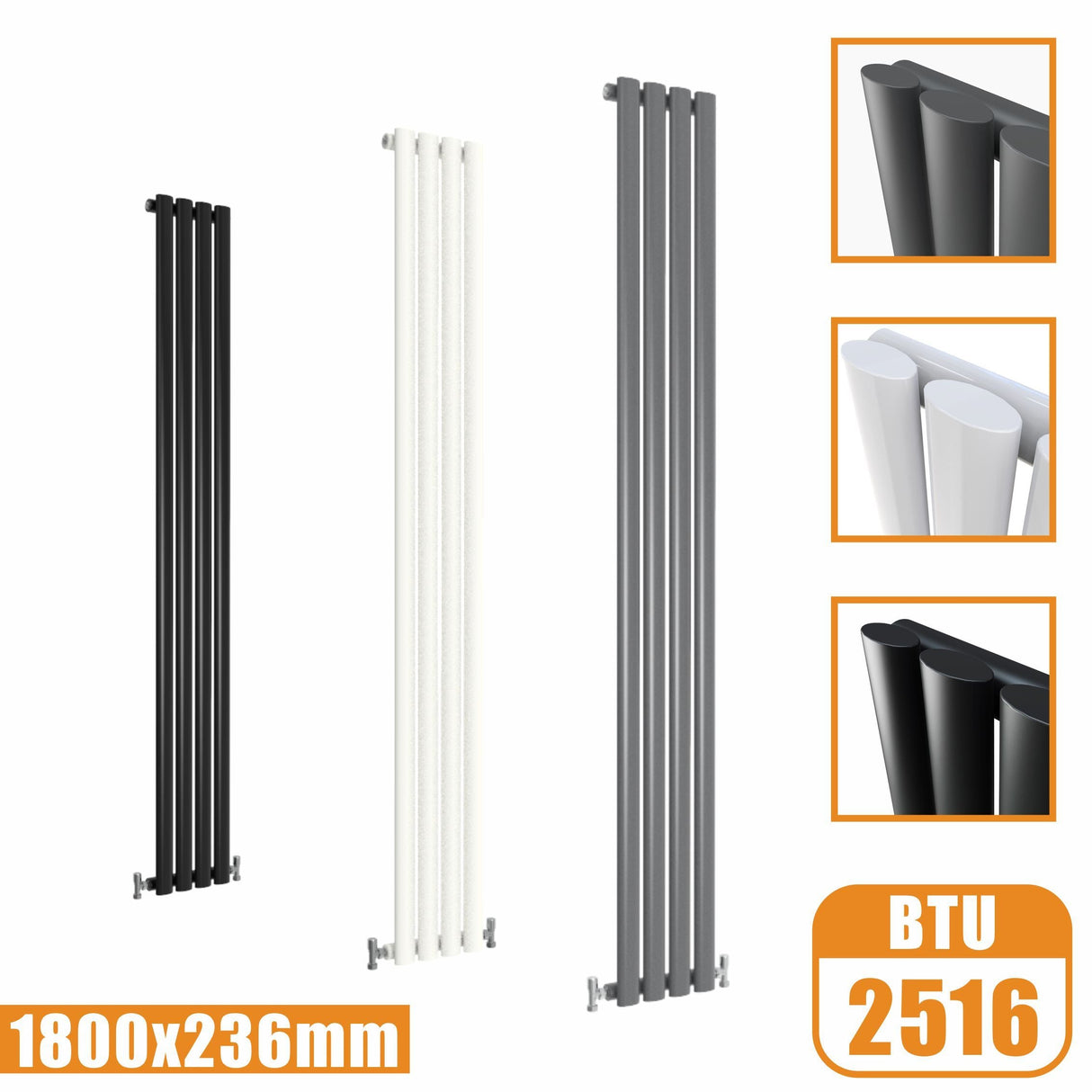 1800x236 vertical,oval column,radiators Modern Splash rads