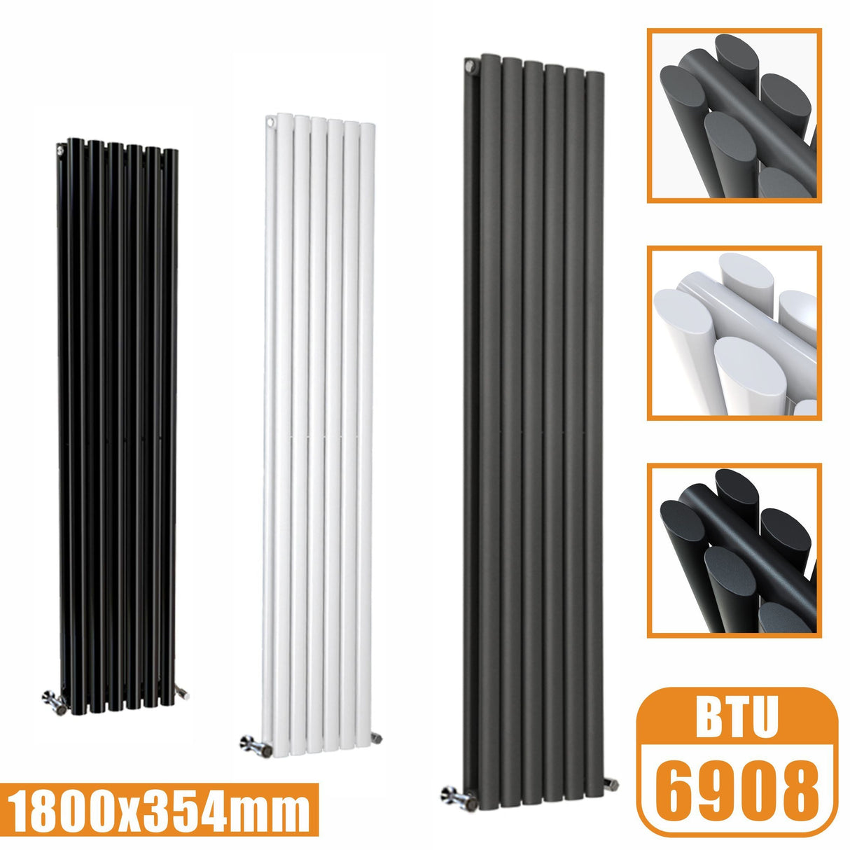 1800x354 vertical,oval column,radiators Modern Splash rads