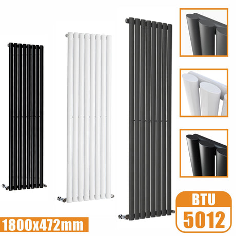 1800x472 vertical,oval column,radiators Modern Splash rads