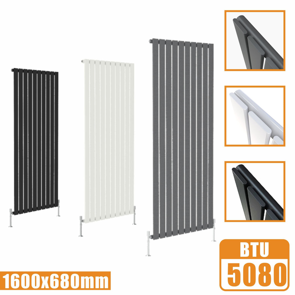 Designer Radiators,Vertical,Tall,Flat Panel,Single 1600x680mm Modern Splash