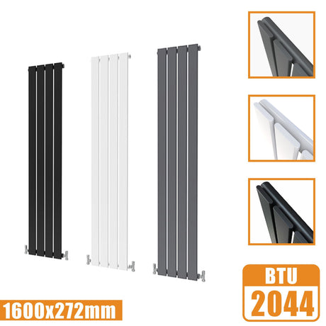 Designer Radiators,Vertical,Tall,Flat Panel,Single 1600x272mm Modern Splash