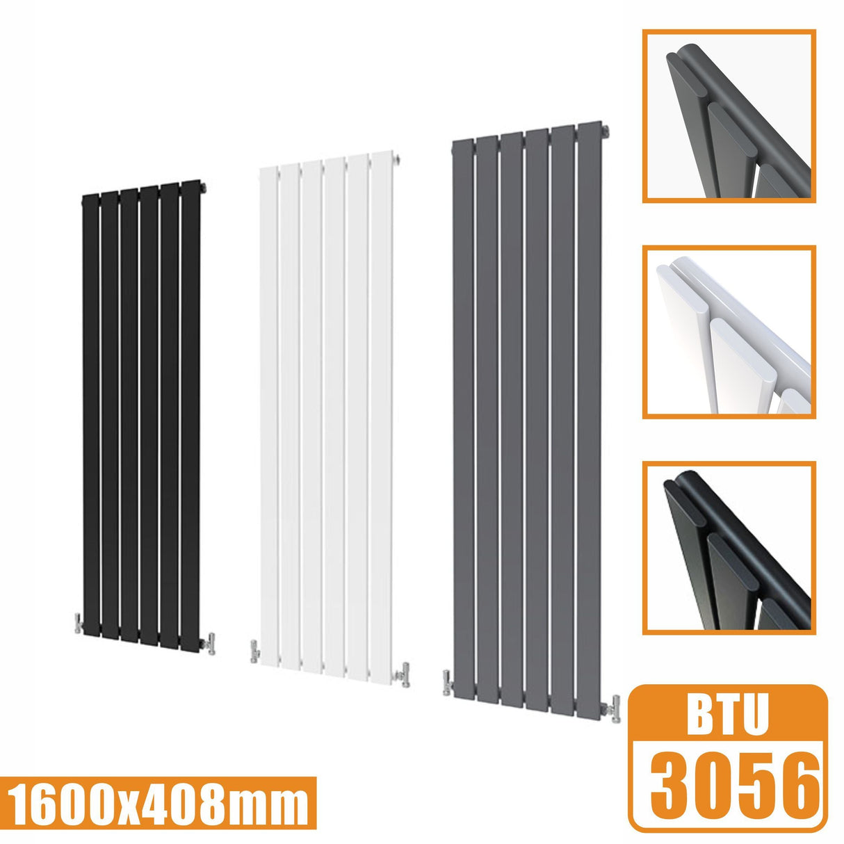 Designer Radiators,Vertical,Tall,Flat Panel,Single 1600x408mm Modern Splash