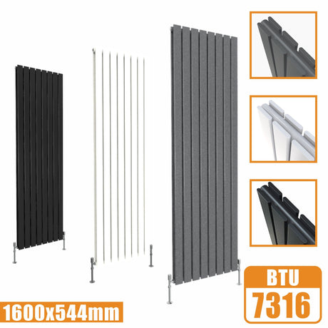 Designer Radiators,Vertical,Tall,Flat Panel,Double 1600x544mm Modern Splash