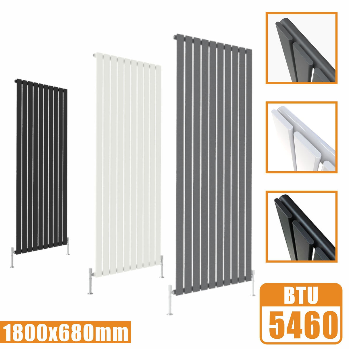 Designer Radiators,Vertical,Tall,Flat Panel,Single 1800x680mm Modern Splash