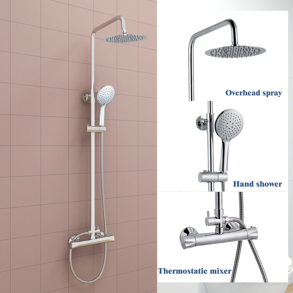 Modern Splash ROUND SILVER SHOWER SET