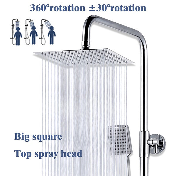 thermostatic shower silver square set