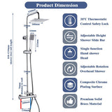 thermostatic shower silver square set